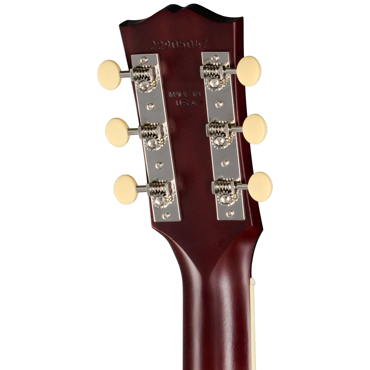 Đàn guitar acoustic Gibson J-185 Century 12-Fret màu Vintage Sunburst – mặt sau đầu đàn và bộ khóa lên dây