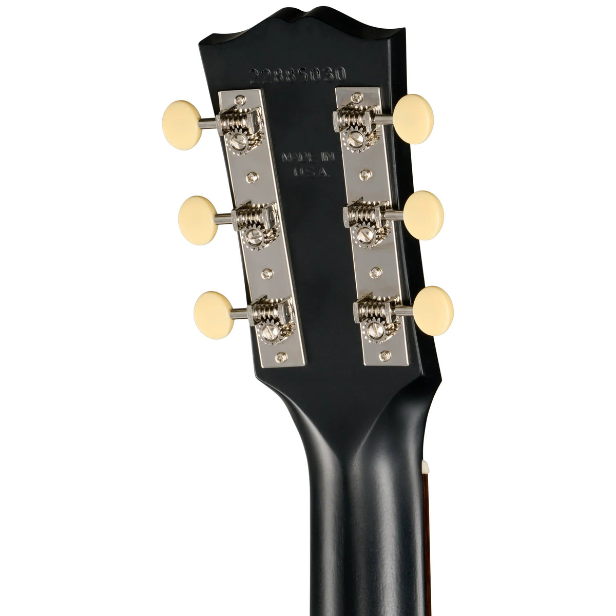 Đàn guitar acoustic Gibson J-45 Century 12-Fret màu Ebony – mặt sau đầu đàn và bộ khóa lên dây
