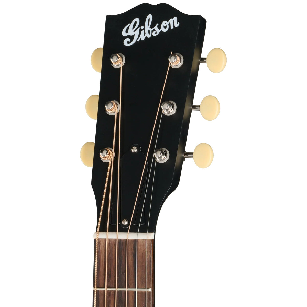 Đàn guitar acoustic Gibson L-00 Century 12-Fret màu Ebony – cận đầu đàn và logo Gibson