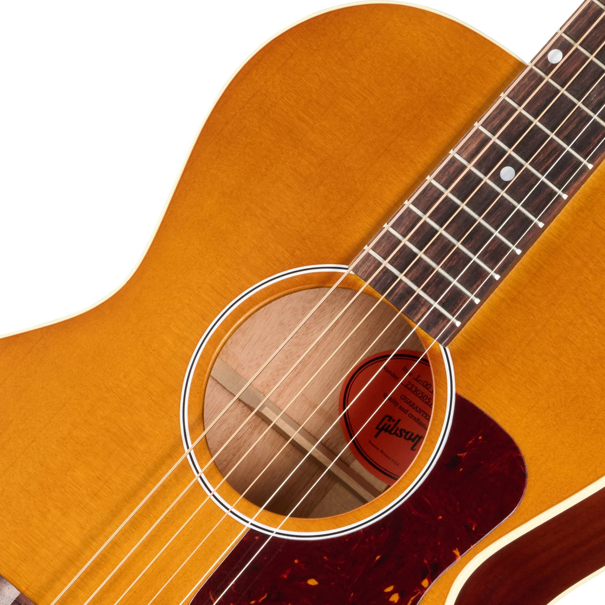 Đàn guitar acoustic Gibson L-00 Century 12-Fret màu Vintage Amber – cận hoa văn viền lỗ thoát âm (rosette)
