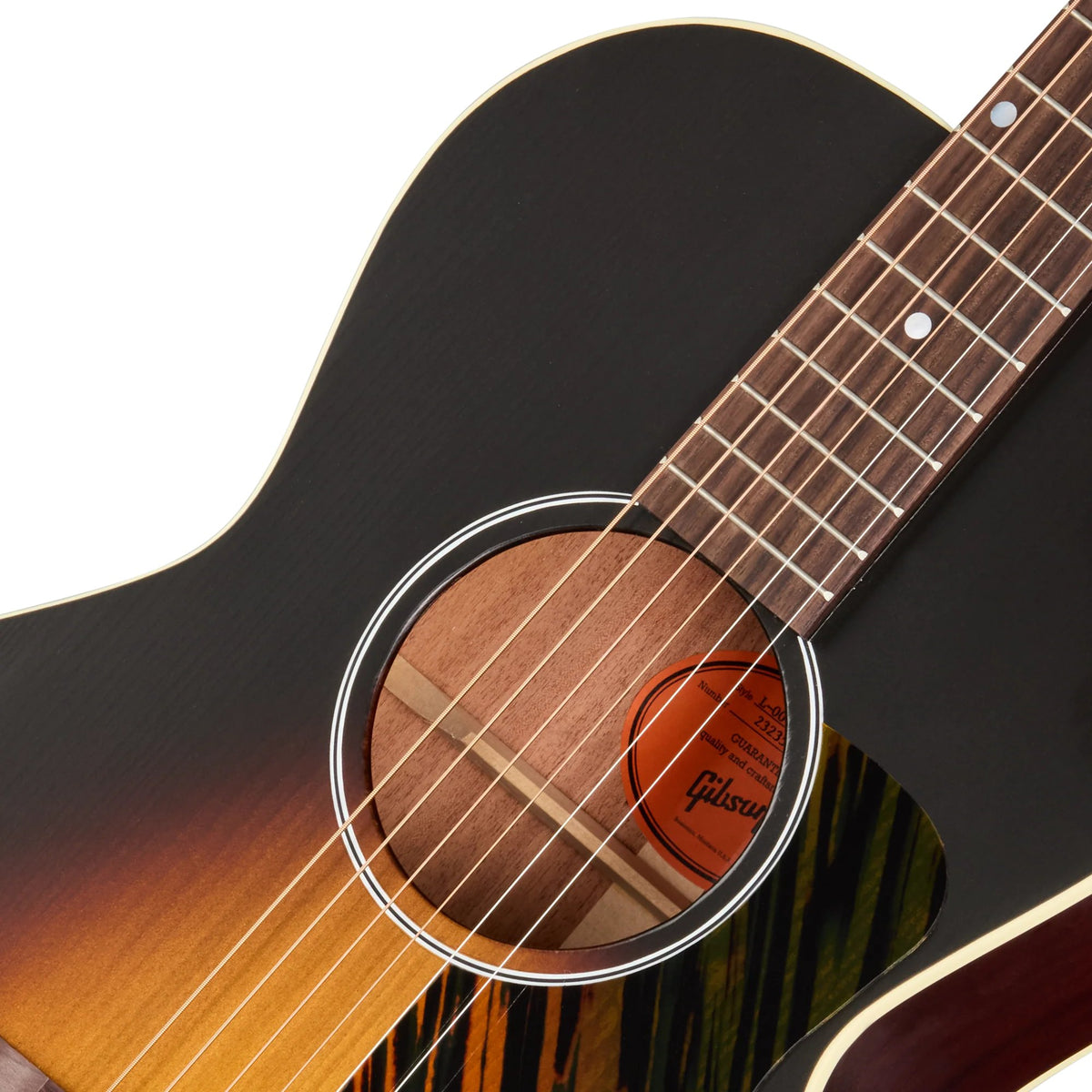 Đàn guitar acoustic Gibson L-00 Century 12-Fret màu Vintage Sunburst – cận hoa văn viền lỗ thoát âm (rosette)