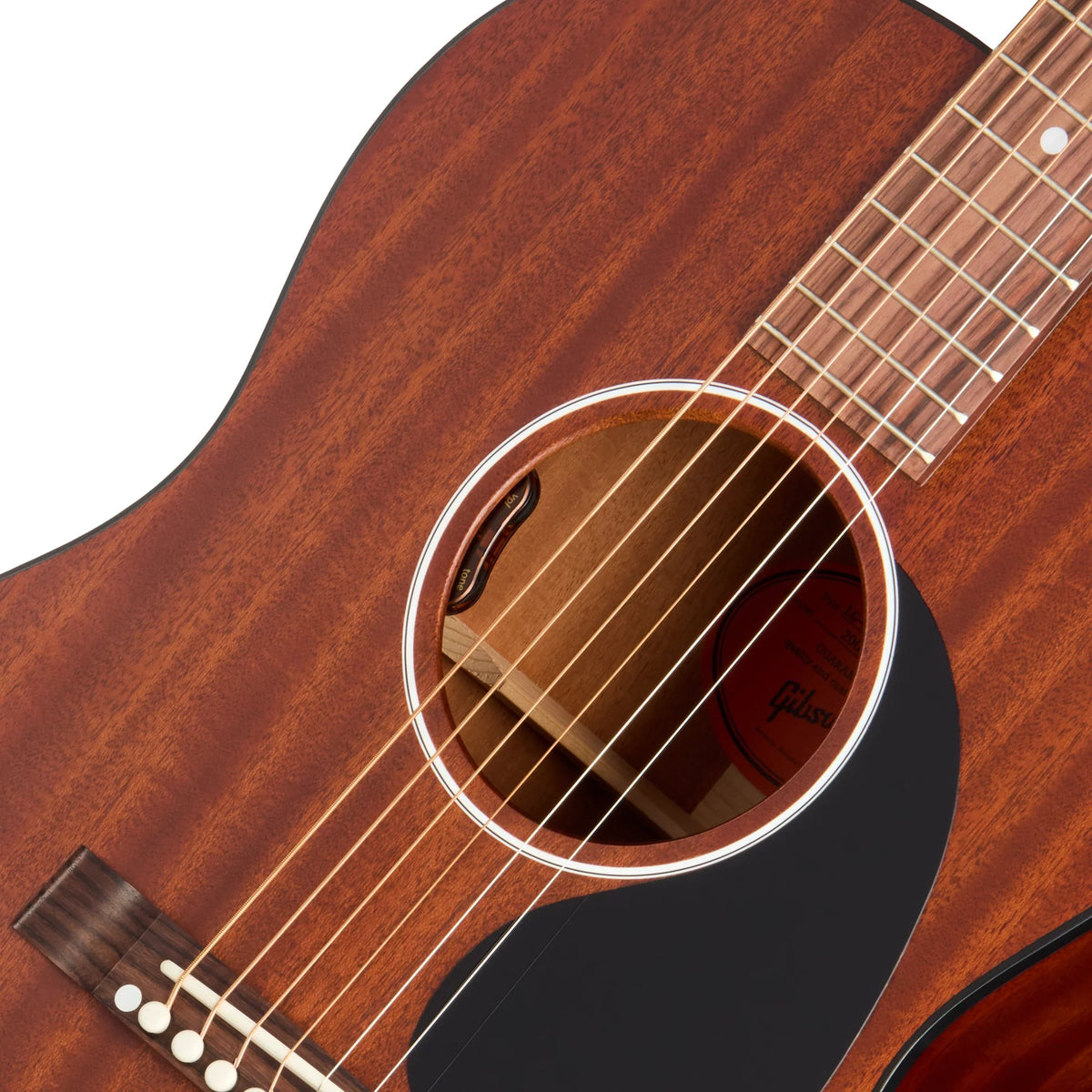 Đàn guitar acoustic Gibson LG-2 All Mahogany Faded màu Natural – cận hoa văn viền lỗ thoát âm (rosette)