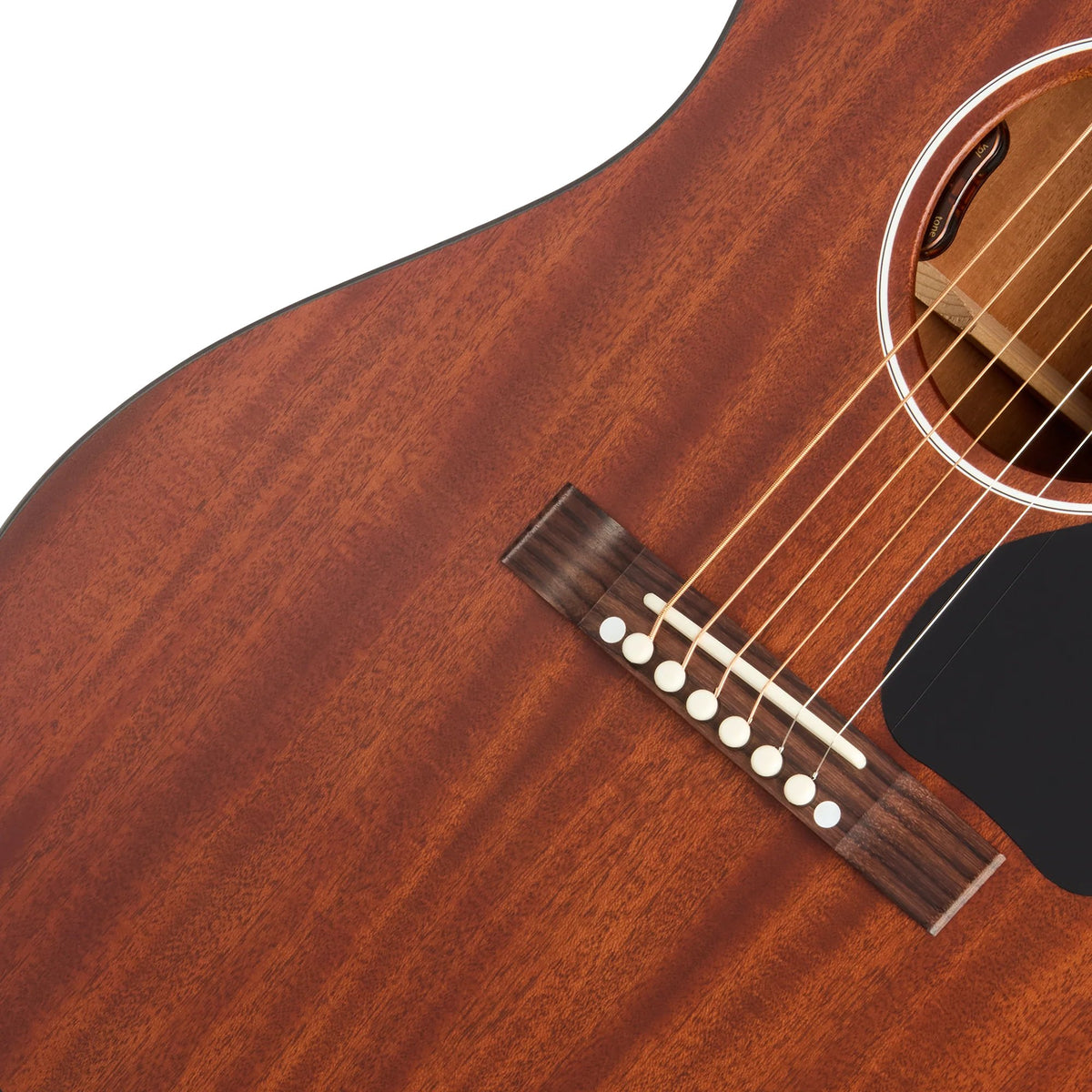 Đàn guitar acoustic Gibson LG-2 All Mahogany Faded màu Natural – cận lỗ thoát âm và ngựa đàn