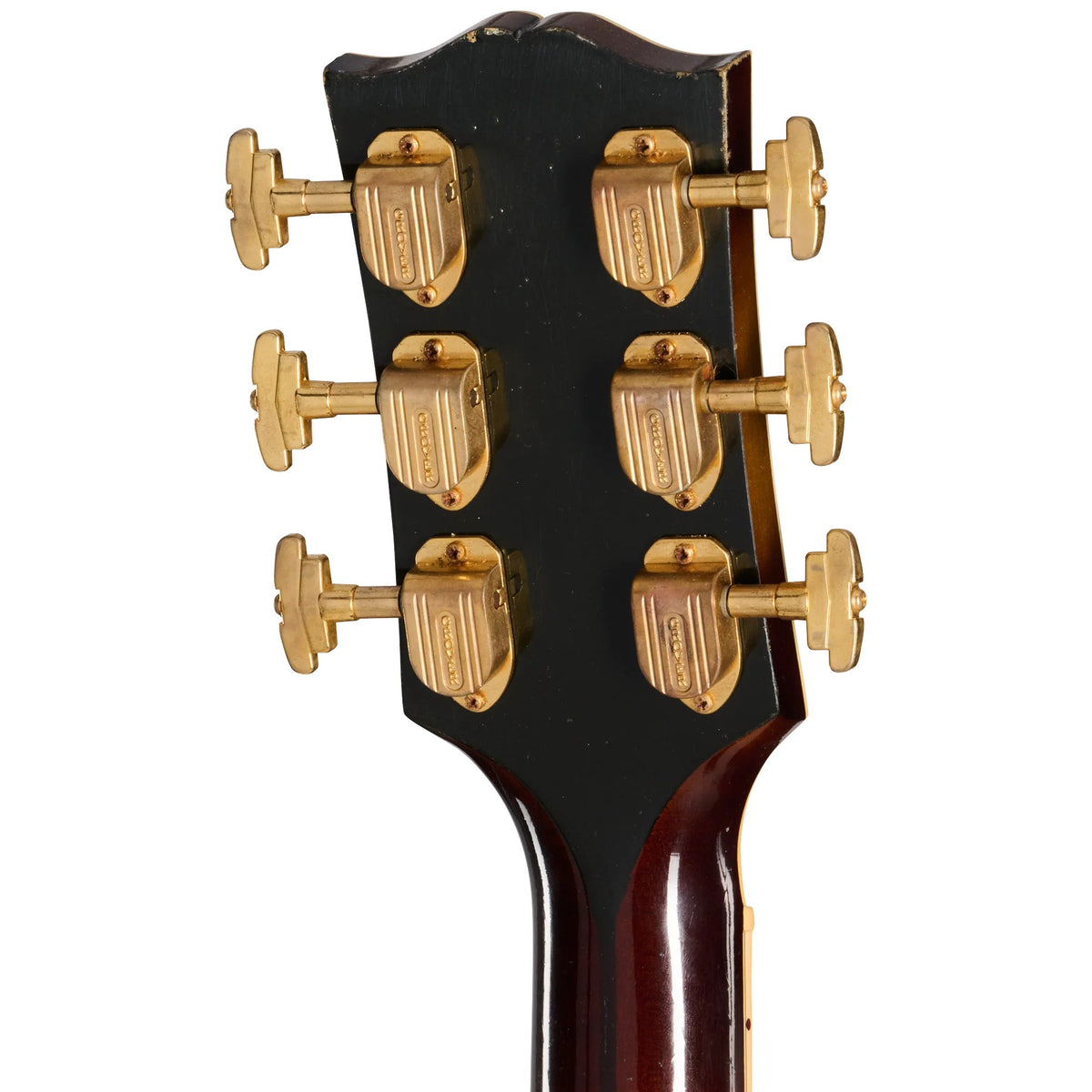 Đàn guitar acoustic Gibson Pre-War SJ-200 Rosewood màu Light Aged Faded Vintage Sunburst – mặt sau đầu đàn và bộ khóa lên dây