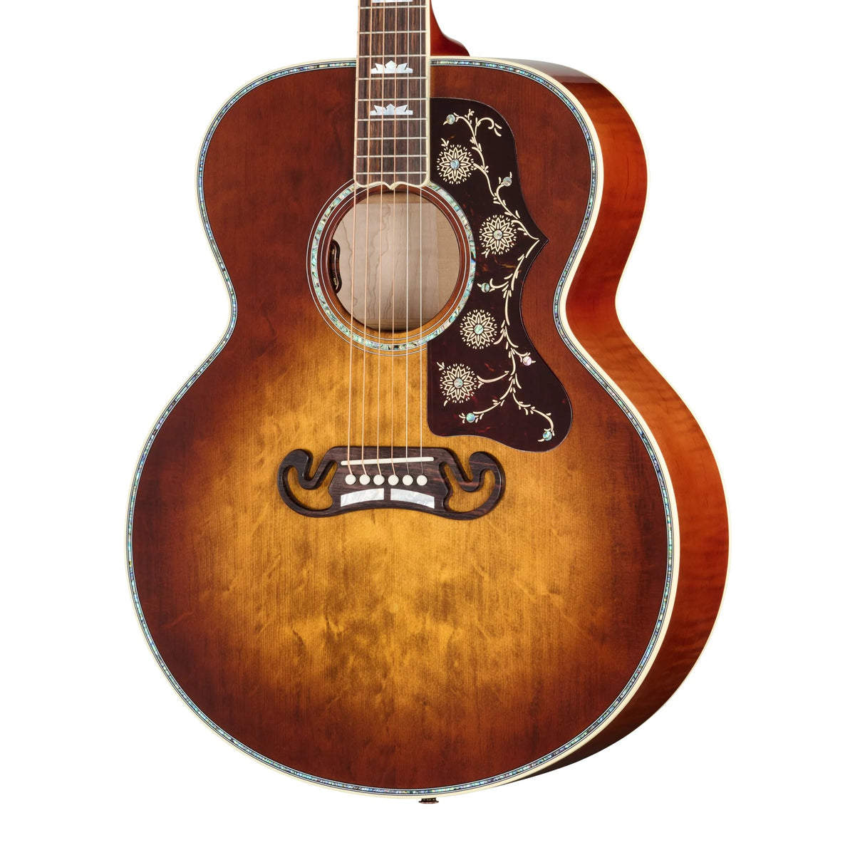 Đàn guitar acoustic Gibson SJ-200 Anniversary Limited Edition màu Cremona Burst – thùng đàn chụp nghiêng