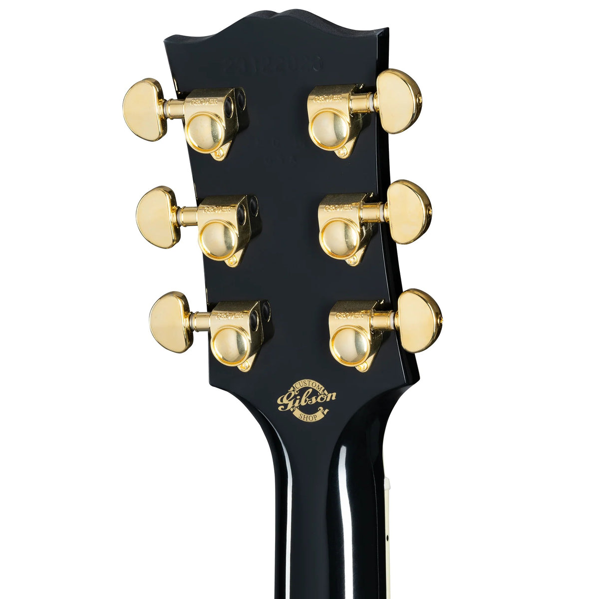 Đàn guitar acoustic Gibson SJ-200 Custom màu Ebony – mặt sau đầu đàn và bộ khóa lên dây