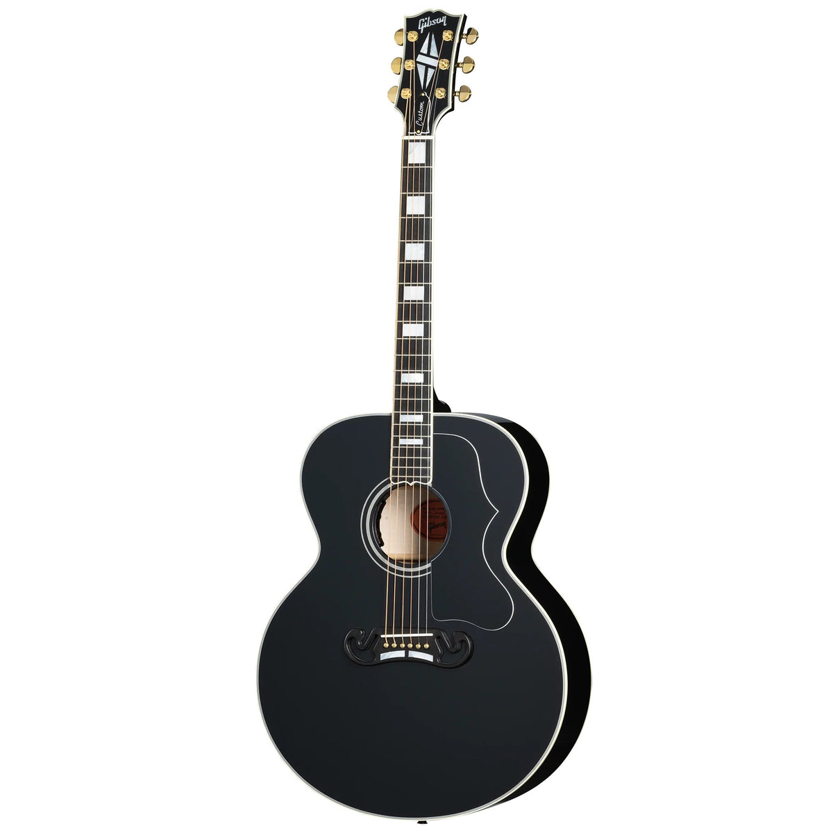 Đàn guitar acoustic Gibson SJ-200 Custom màu Ebony – mặt trước toàn thân