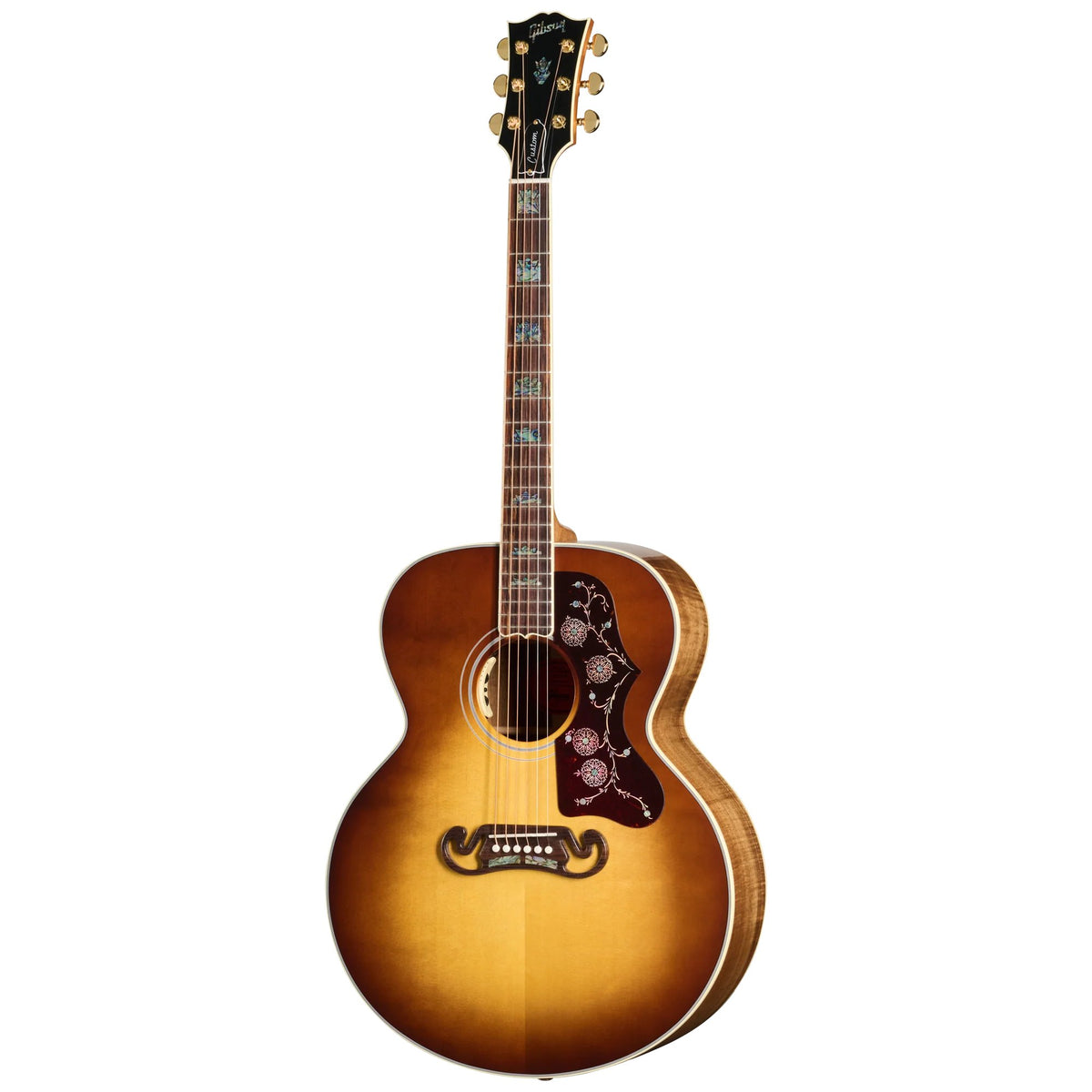 Đàn guitar acoustic Gibson SJ-200 Elegant Koa màu Honey Burst – mặt trước toàn thân
