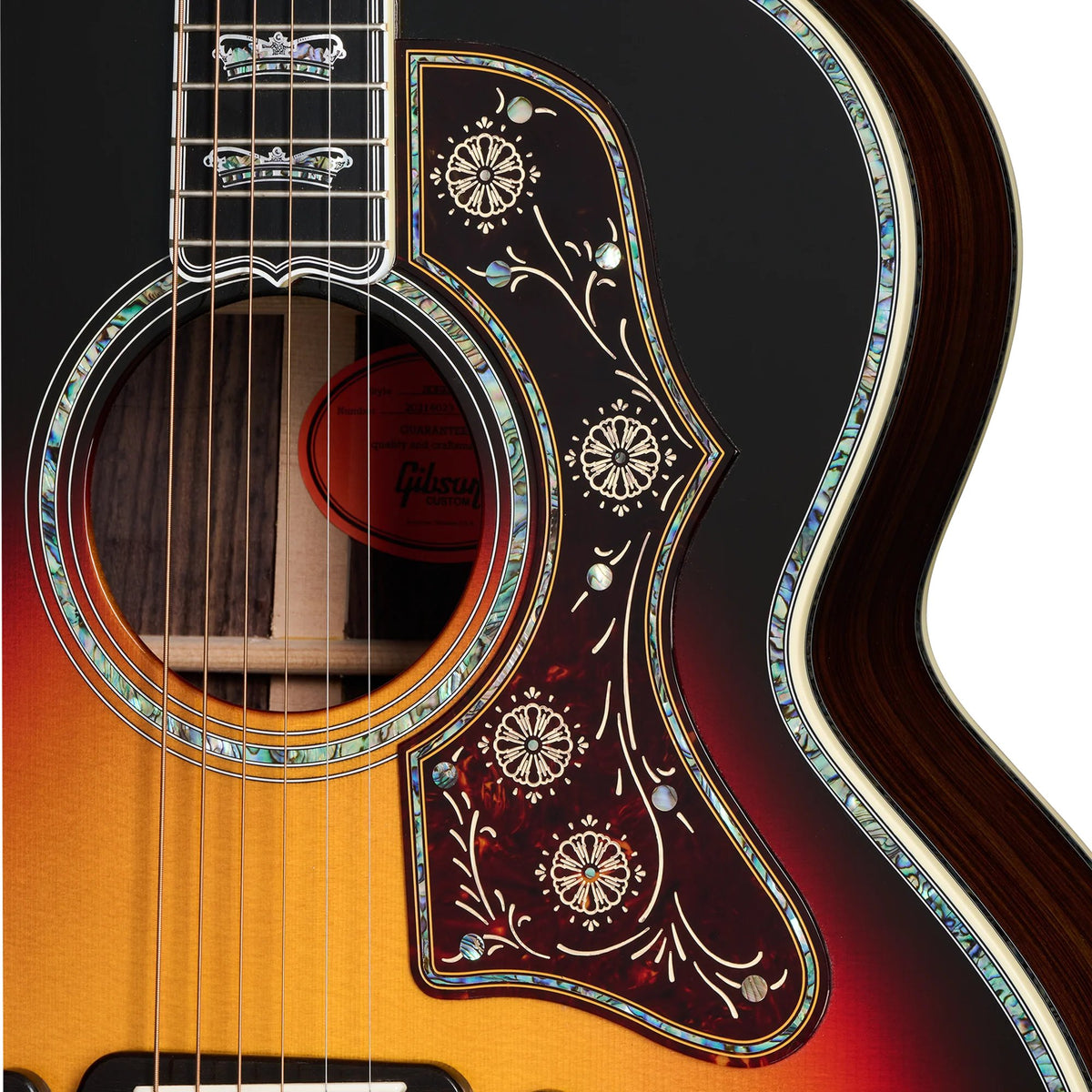 Đàn guitar acoustic Gibson SJ-200 Monarch Rosewood màu Tri-Burst – cận chi tiết hoàn thiện