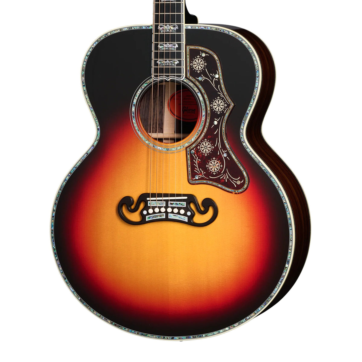 Đàn guitar acoustic Gibson SJ-200 Monarch Rosewood màu Tri-Burst – cận thùng đàn mặt trước