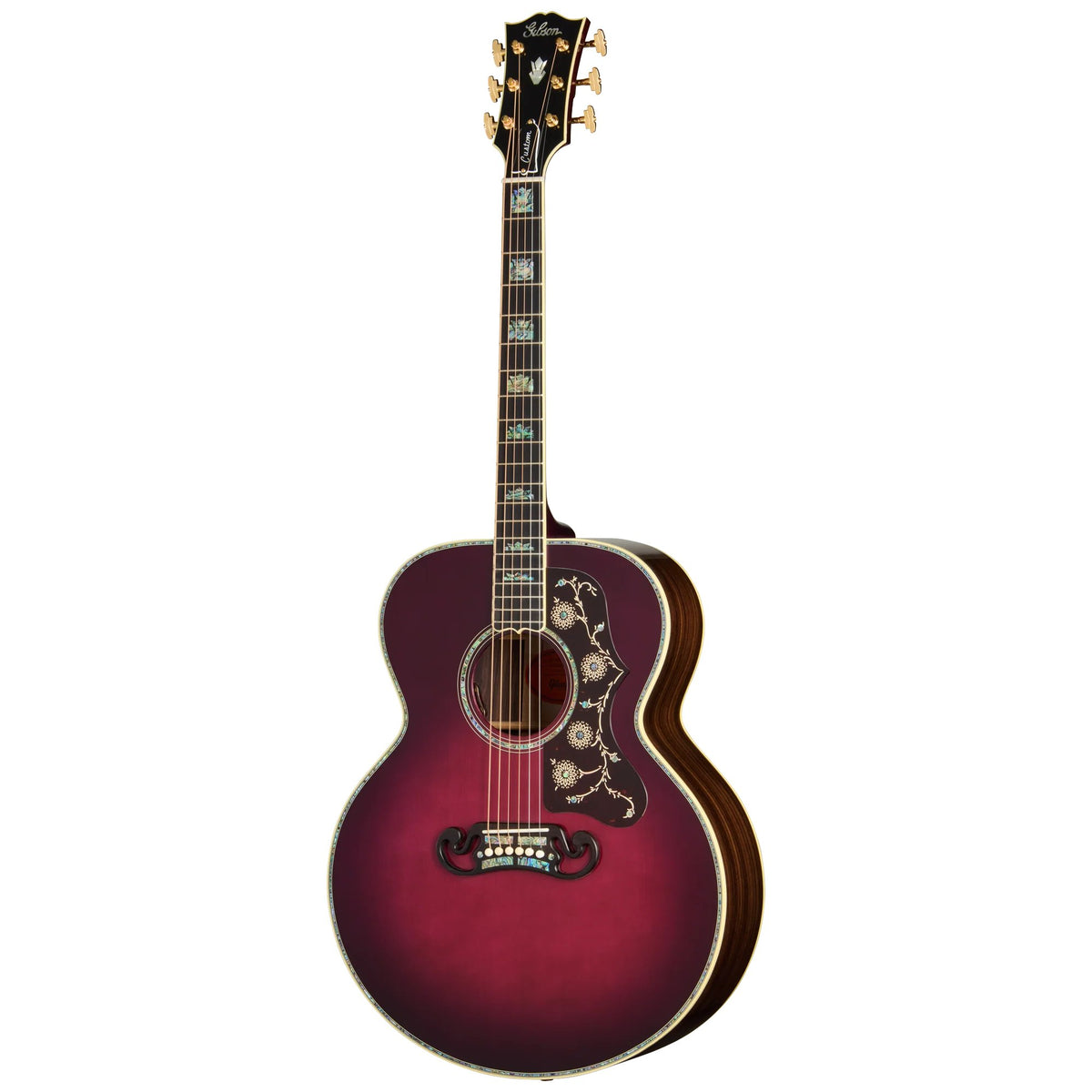 Đàn guitar acoustic Gibson SJ-200 Standard 3-Piece Back màu Merlot Burst – mặt trước toàn thân