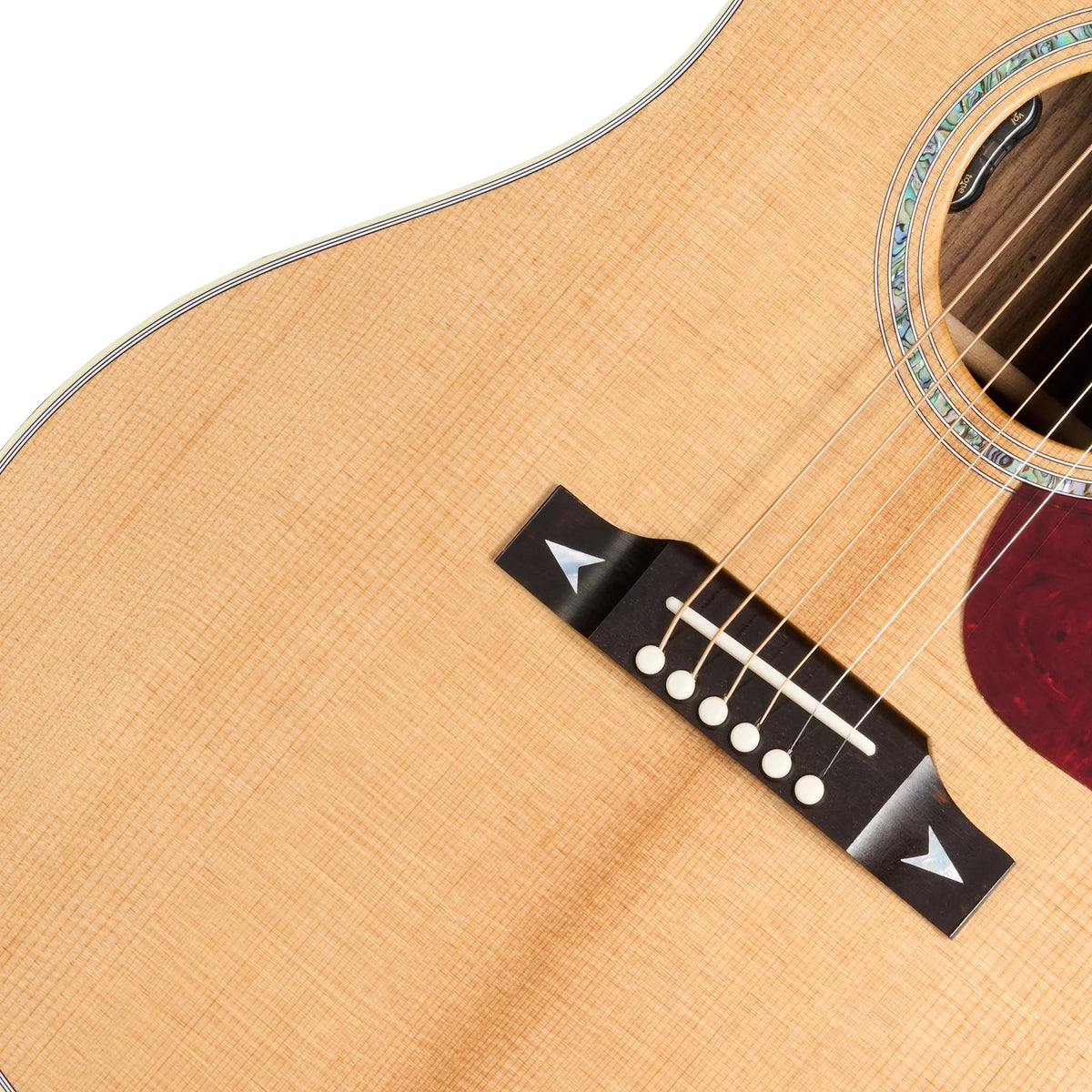 Đàn guitar acoustic Gibson Songwriter Recording Artist màu Antique Natural – cận lỗ thoát âm và ngựa đàn
