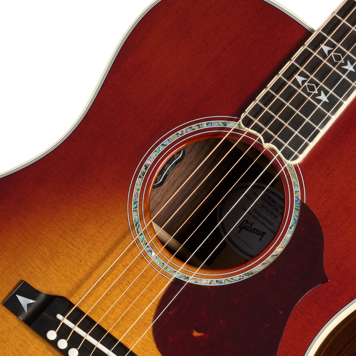 Đàn guitar acoustic Gibson Songwriter Recording Artist màu Rosewood Burst – cận hoa văn viền lỗ thoát âm (rosette)