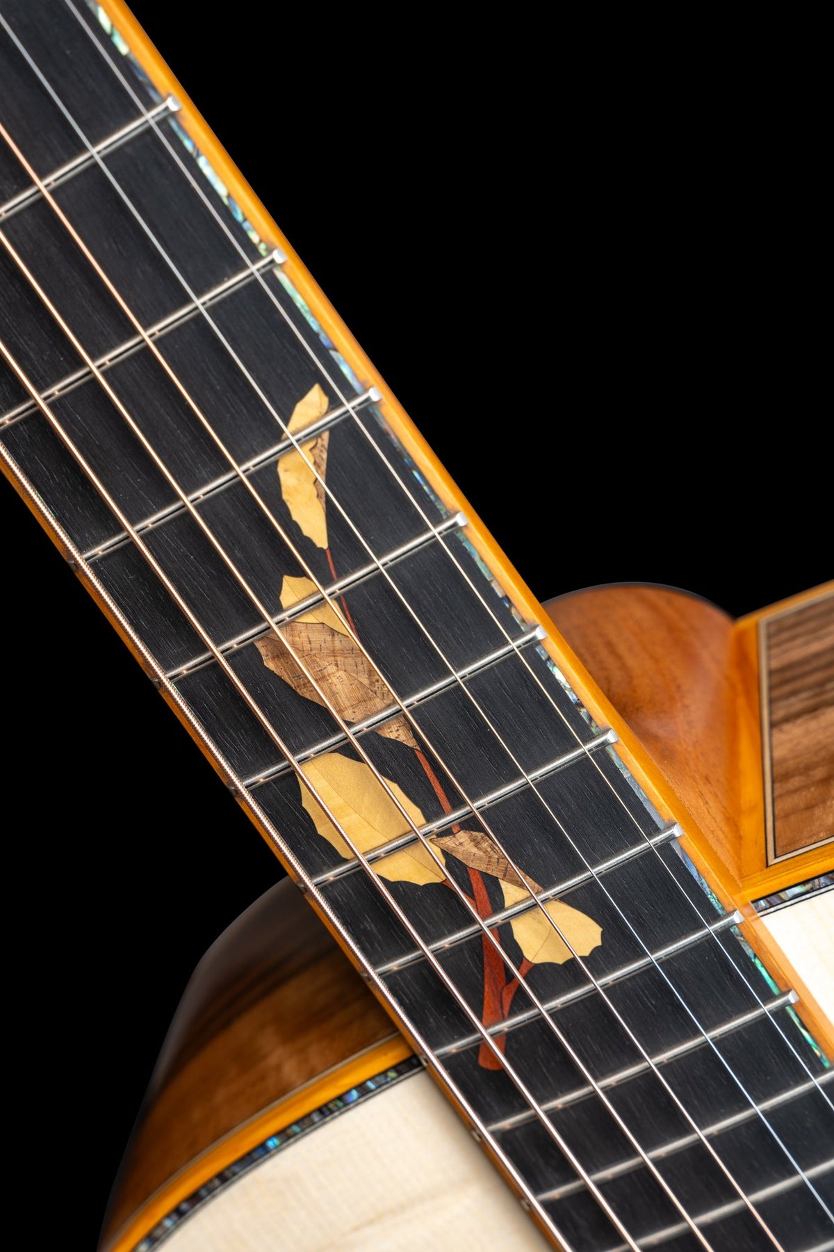 Đàn guitar acoustic Lakewood M-24 Premium Aura màu Natural – cận inlay trên mặt phím