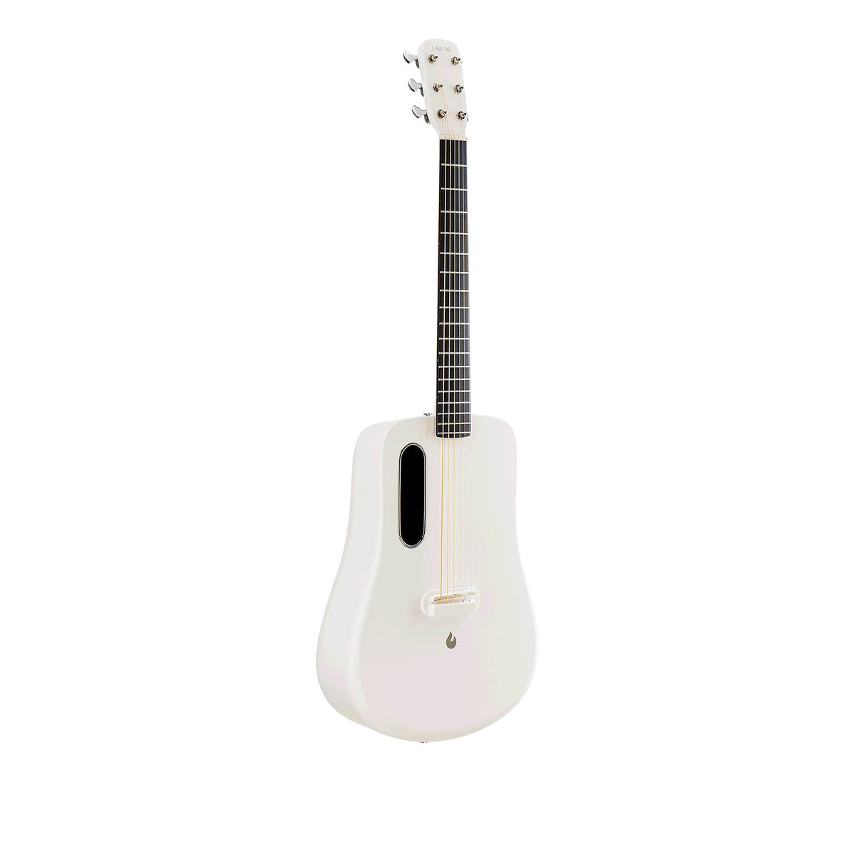 Đàn guitar acoustic Lava Me 2 màu White – góc nghiêng 3/4 toàn thân