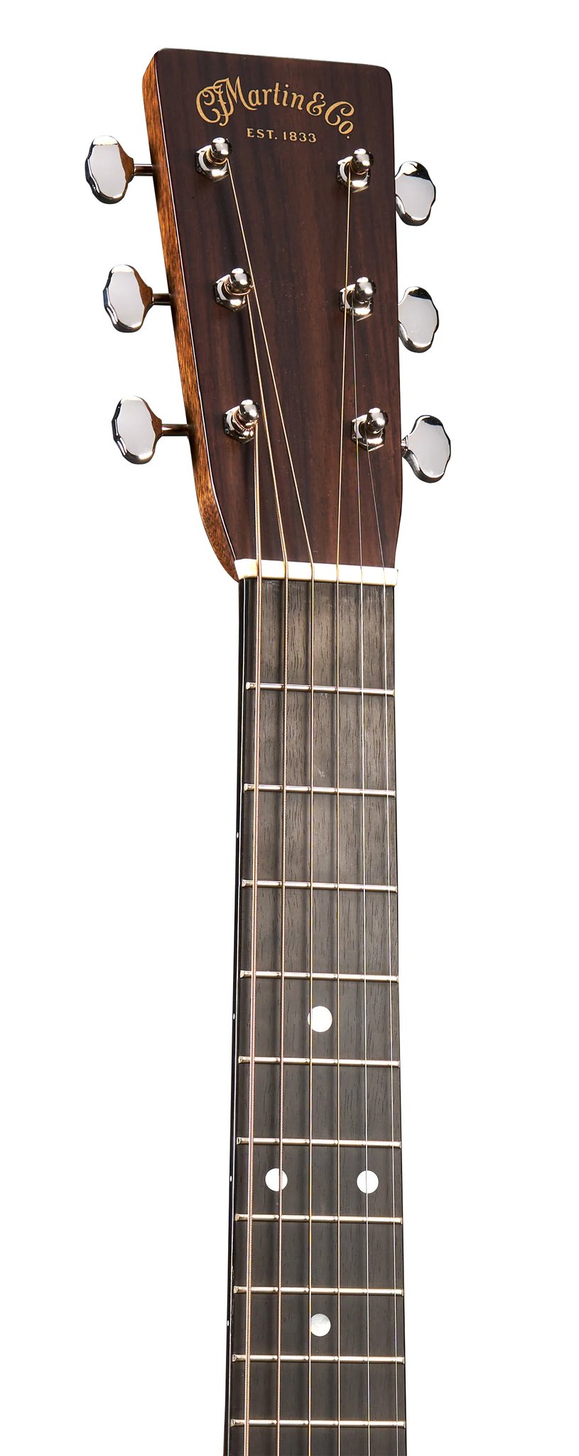 Đàn guitar acoustic Martin 5-28 Terz màu Aging Toner – cận đầu đàn và logo Martin