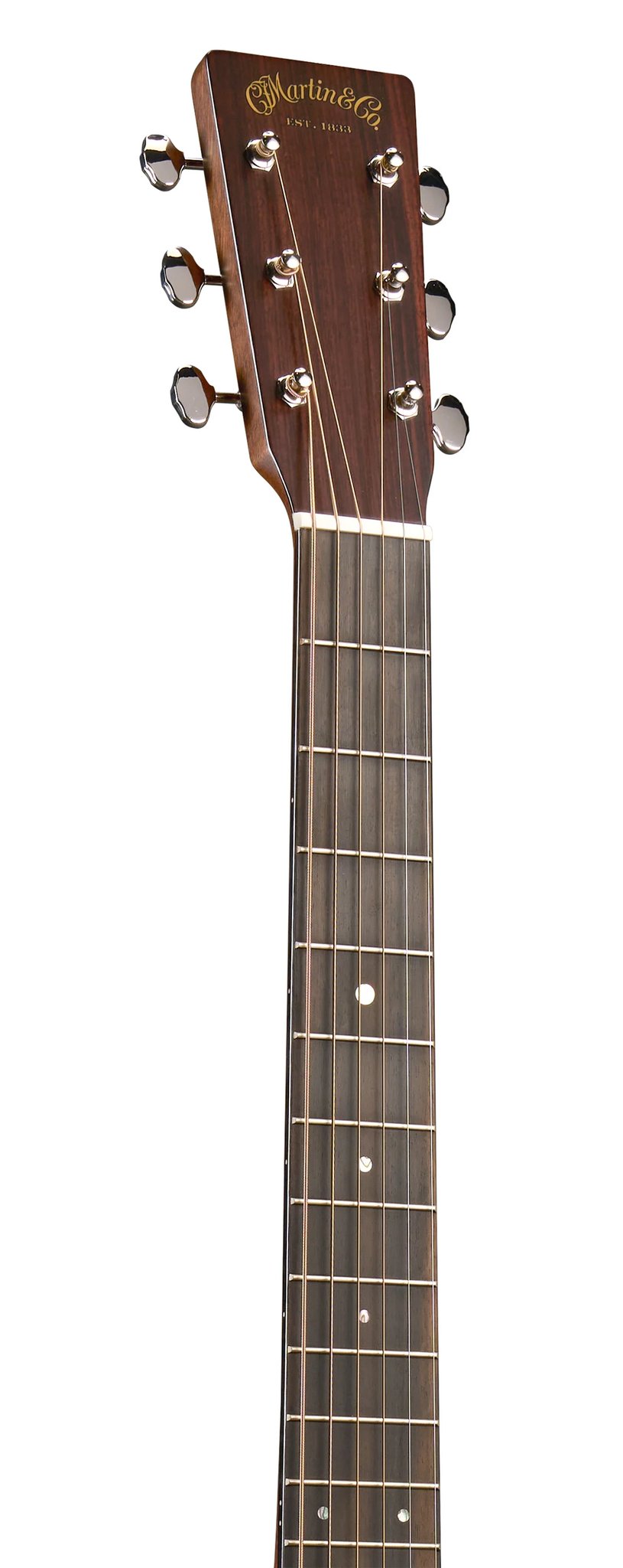 Đàn guitar acoustic Martin Custom Shop 000-18 màu Aging Toner – cận đầu đàn và logo Martin