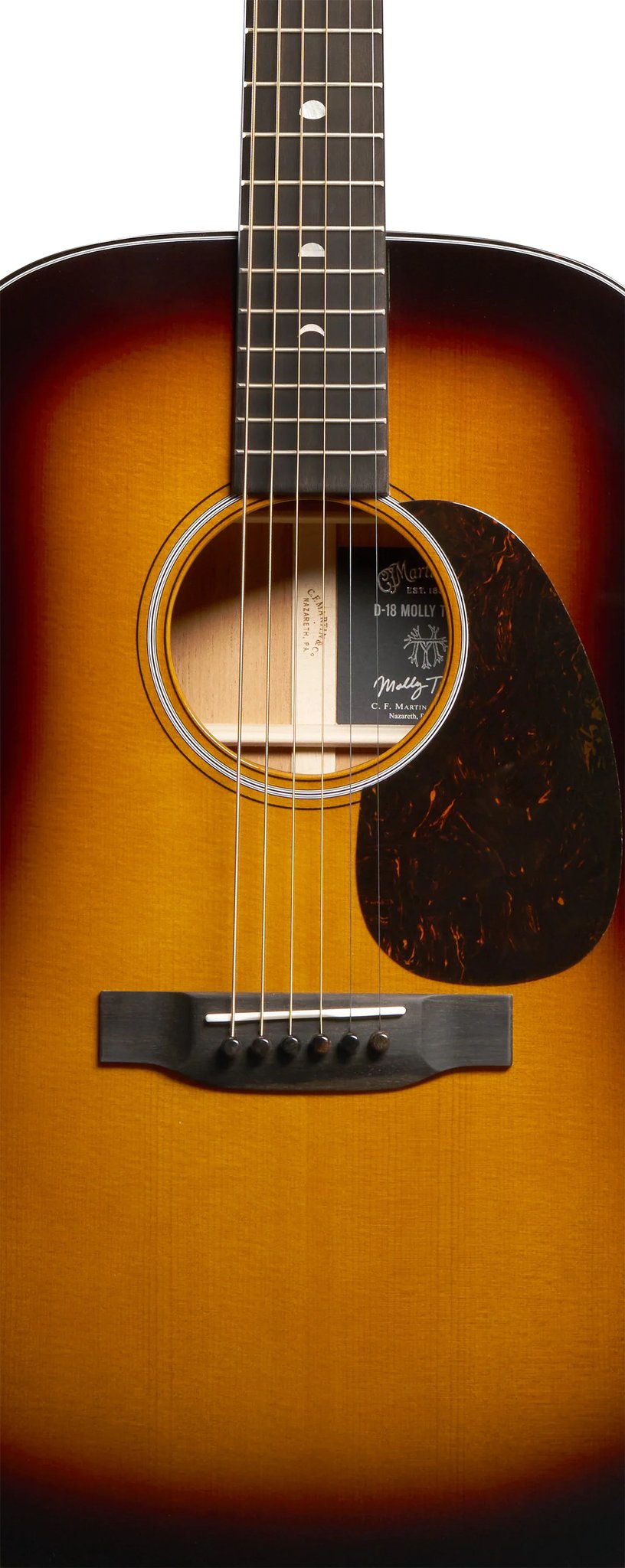 Đàn guitar acoustic Martin D-18 Molly Tuttle màu Vintage Sunburst – cận thùng đàn mặt trước