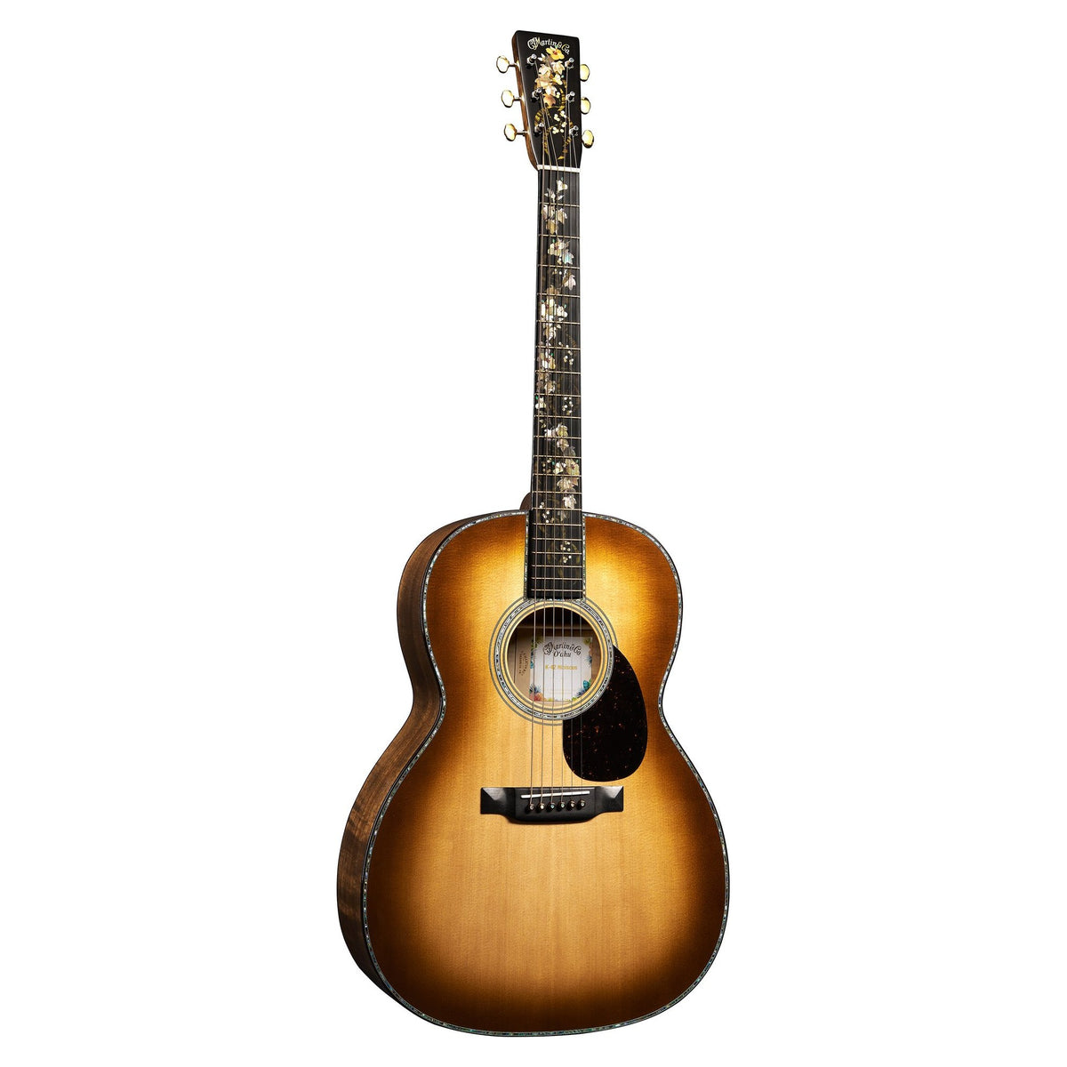 Đàn guitar acoustic Martin O'ahu K-42 Hibiscus màu Dark Toasted Burst – mặt trước toàn thân