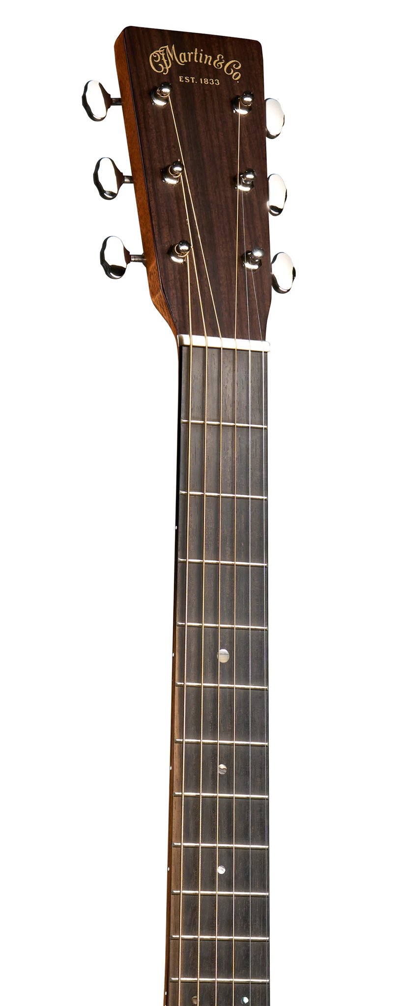 Đàn guitar acoustic Martin Super D-18 màu Gloss – cận đầu đàn và logo Martin