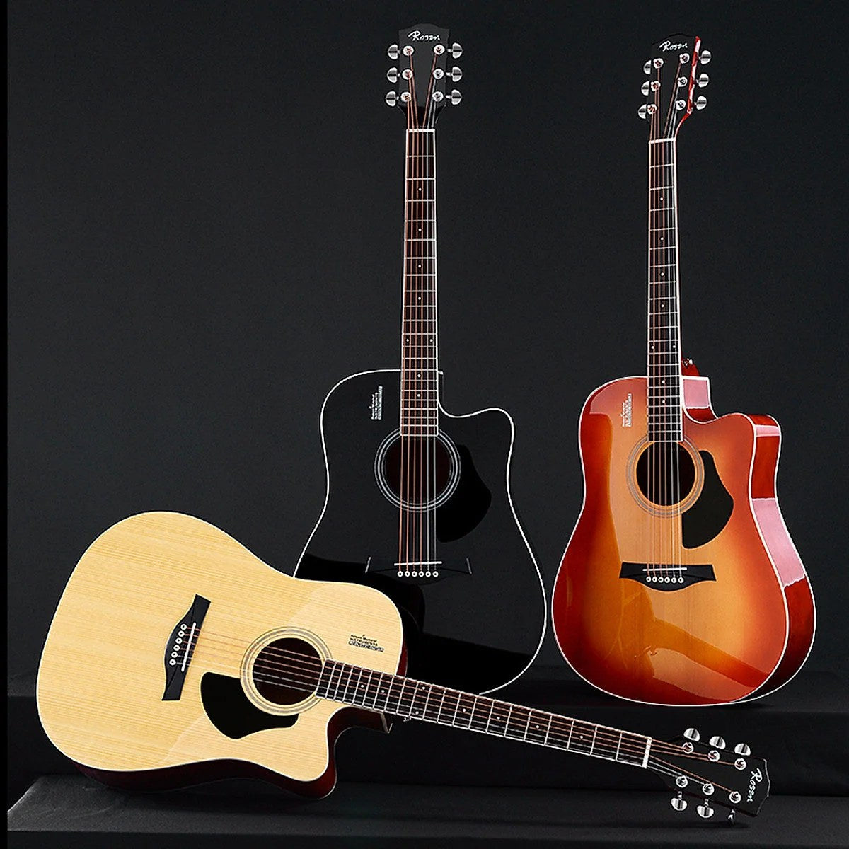 Đàn guitar acoustic Rosen G12 màu Natural – các màu cùng dòng đặt cạnh nhau
