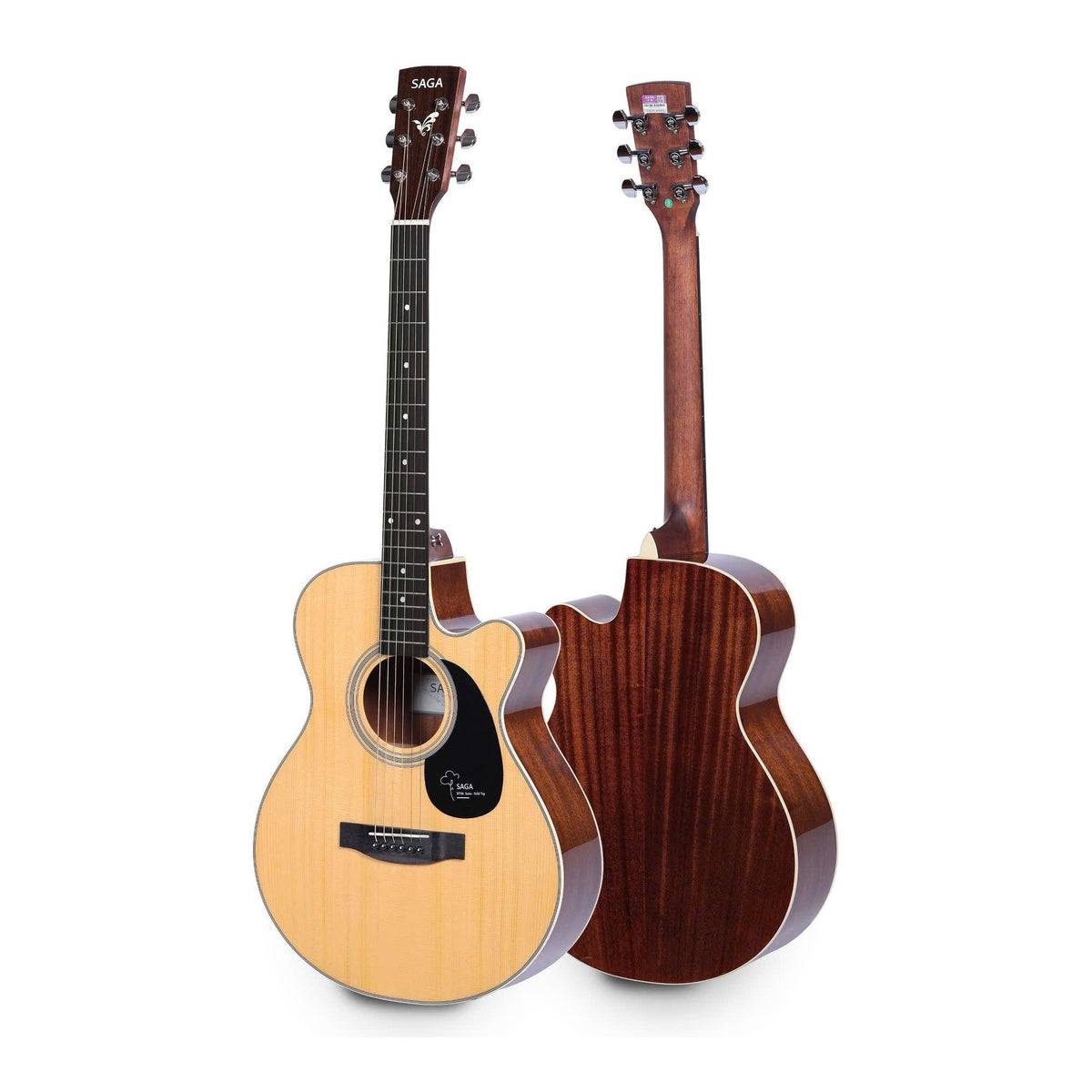 Đàn guitar acoustic Saga SA700C Pro Auditorium cutaway 40 inch màu Natural, mặt trước và mặt sau