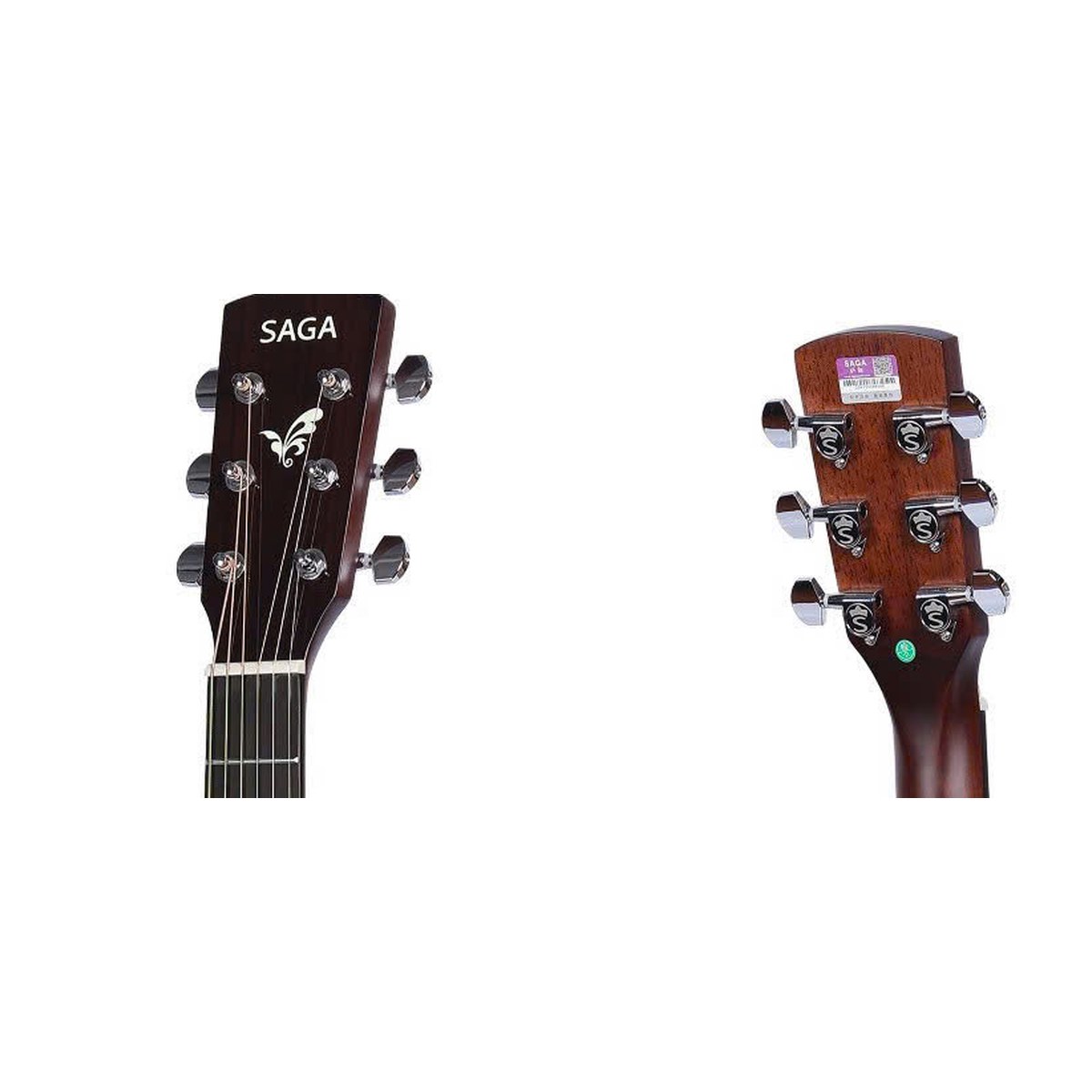 Đầu đàn guitar Saga SA700CR Pro màu CR với bộ khóa đúc chrome kín, mặt trước và mặt sau