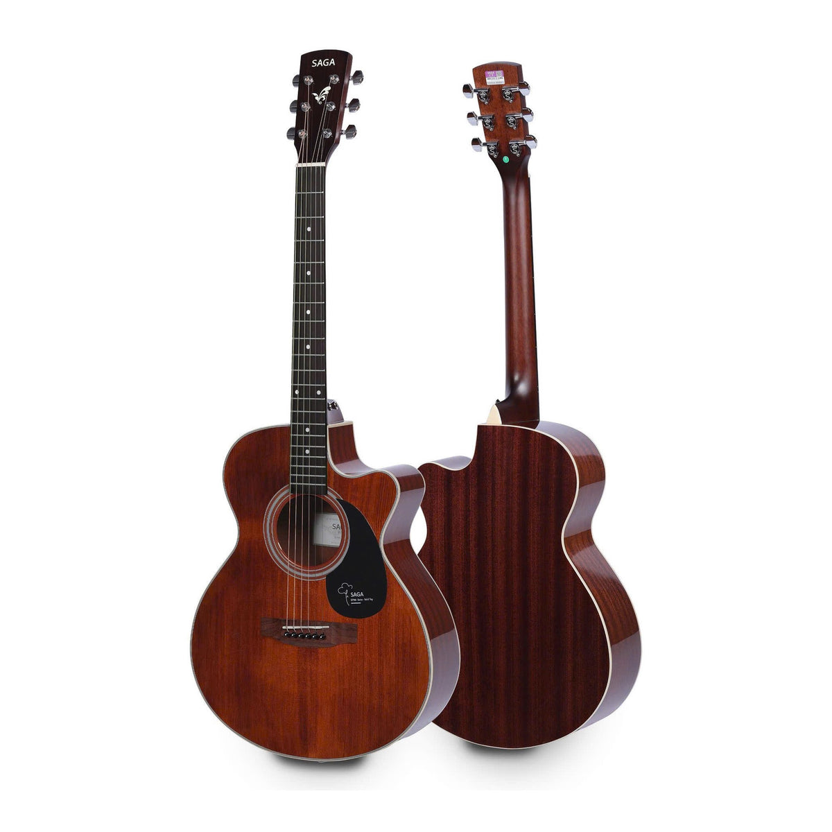 Đàn guitar acoustic Saga SA700CR Pro Auditorium cutaway 40 inch màu CR nâu đỏ vintage, mặt trước và sau
