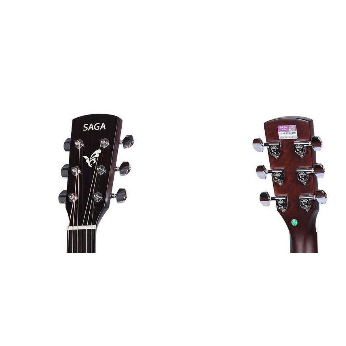 Đầu đàn guitar Saga SF700CR Pro màu CR với bộ khóa đúc chrome kín, mặt trước và mặt sau