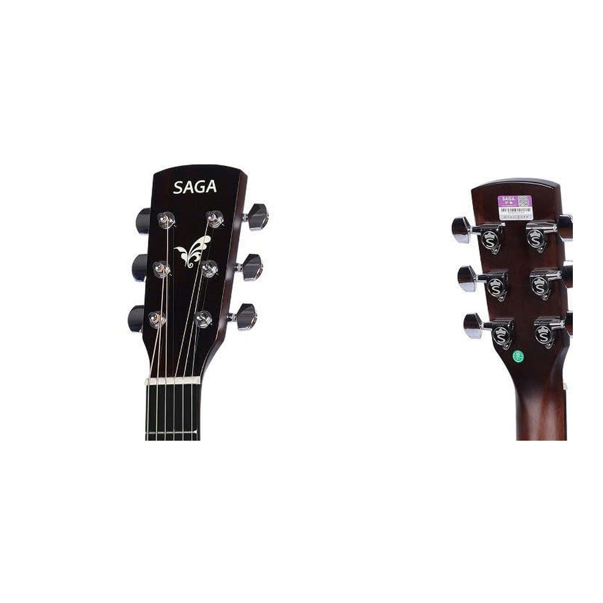 Đầu đàn guitar Saga SF700GCR Pro màu CR với bộ khóa đúc chrome kín, mặt trước và mặt sau
