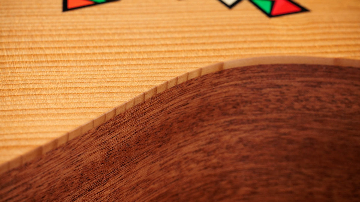 Đàn guitar acoustic Taylor Jacob Collier GS Mini 5-String màu Custom Art – cận chi tiết hoàn thiện