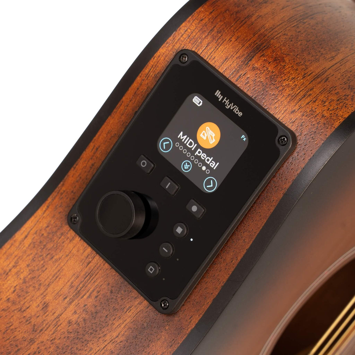 Đàn guitar acoustic thông minh Cort Earth GO màu Open Pore Brown Burst – cận bộ EQ / pickup