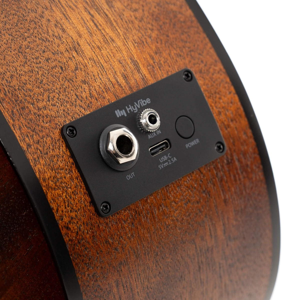 Đàn guitar acoustic thông minh Cort Earth GO màu Open Pore – cận jack cắm và nút đeo dây