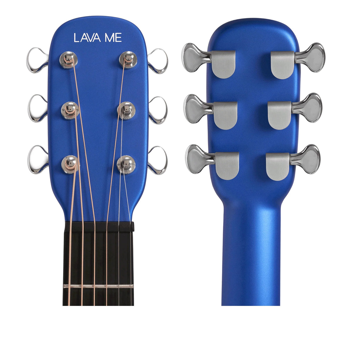 Đàn guitar acoustic thông minh Lava Me 3 màu Blue – cận đầu đàn và logo Lava