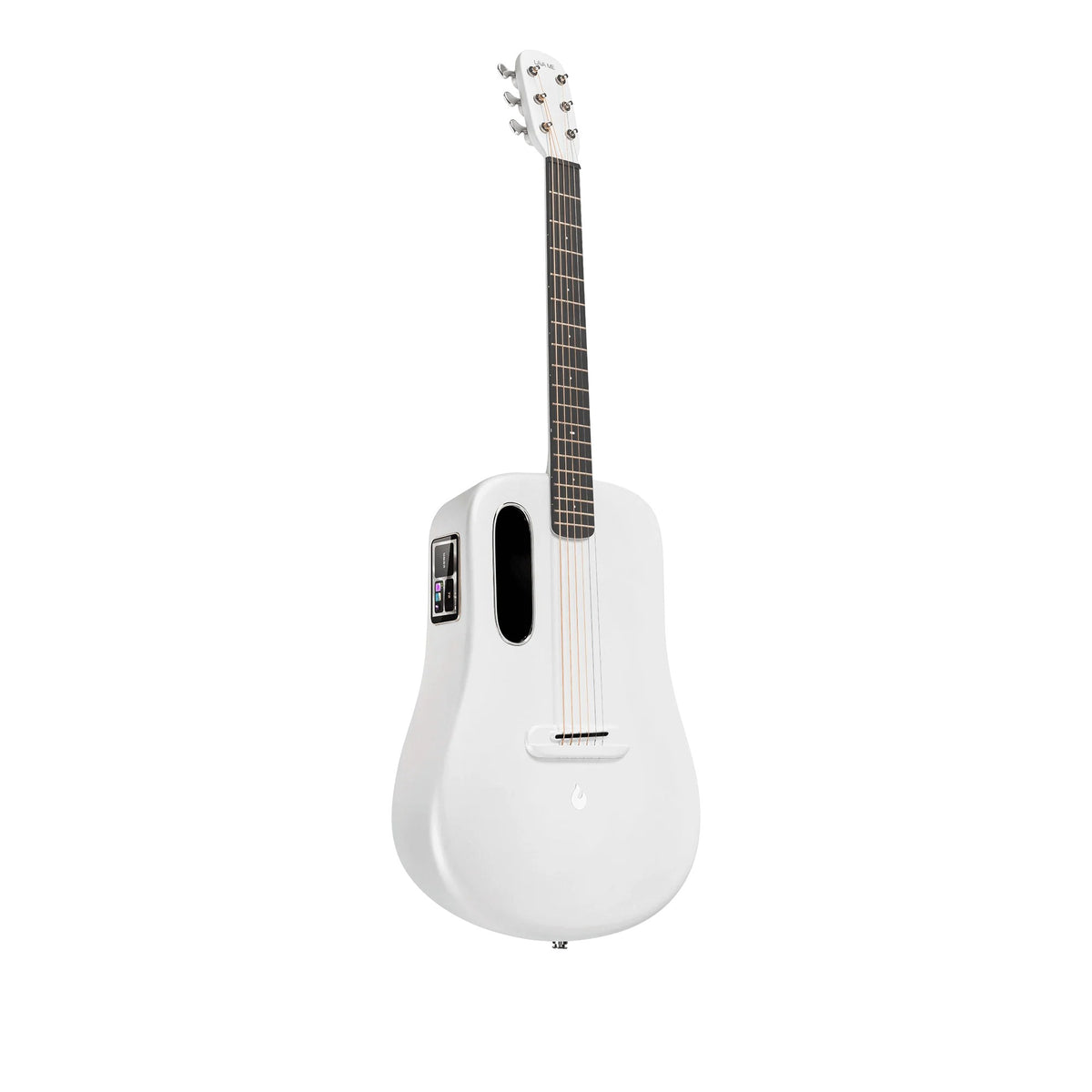 Đàn guitar acoustic thông minh Lava Me 3 màu White – góc nghiêng 3/4 toàn thân