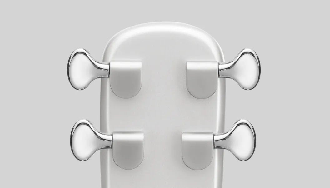 Đàn guitar acoustic thông minh Lava ME Air màu Carbon Silver – cận đầu đàn và logo Lava
