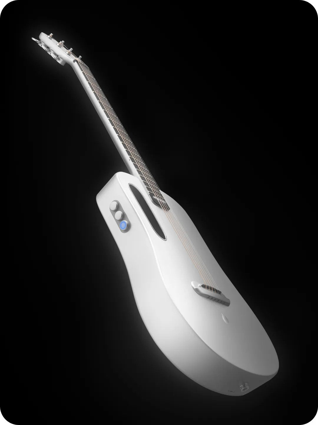 Đàn guitar acoustic thông minh Lava ME Air màu Carbon Silver – góc nghiêng 3/4 toàn thân (góc 2)