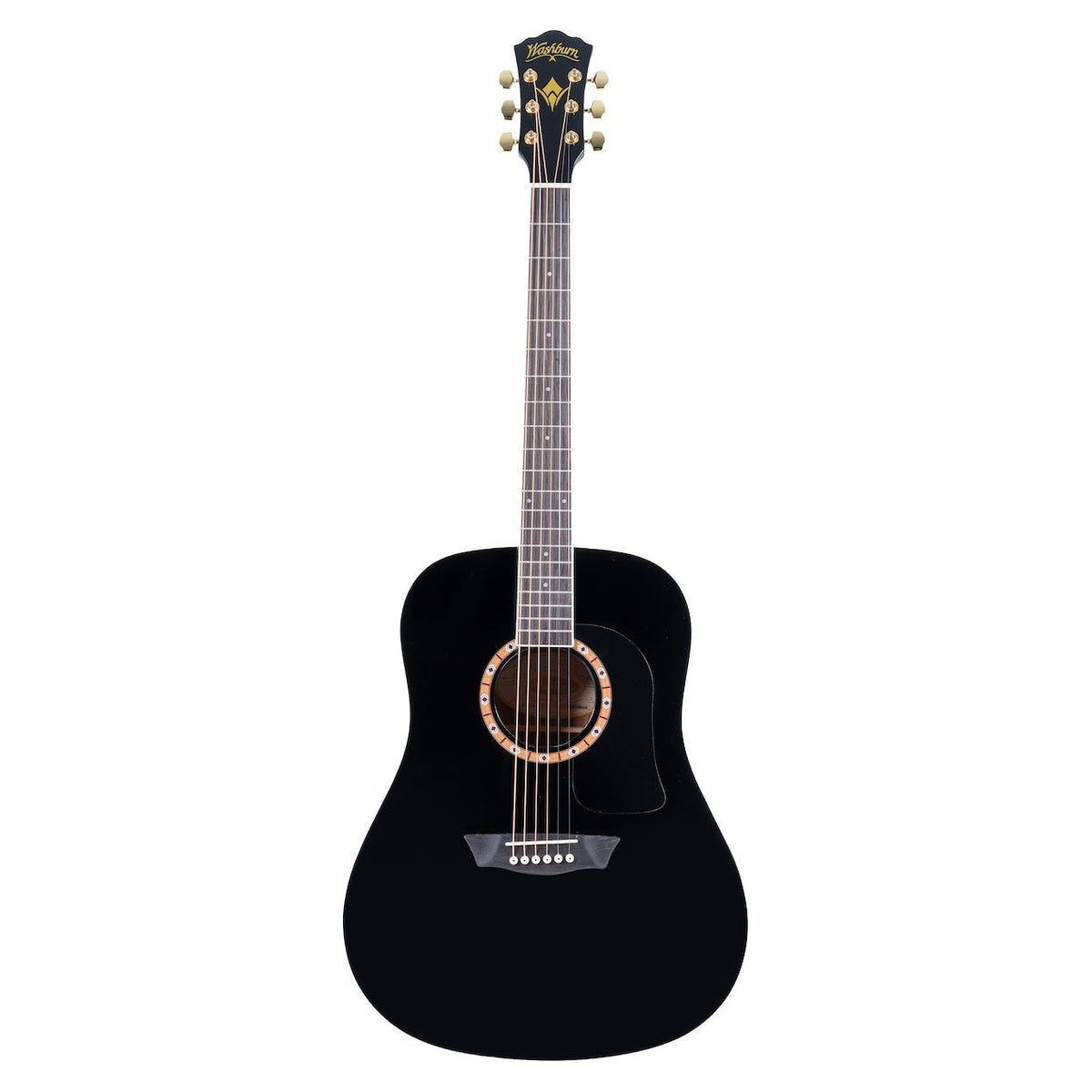 Đàn guitar acoustic Washburn WD100DL màu Black – mặt trước toàn thân