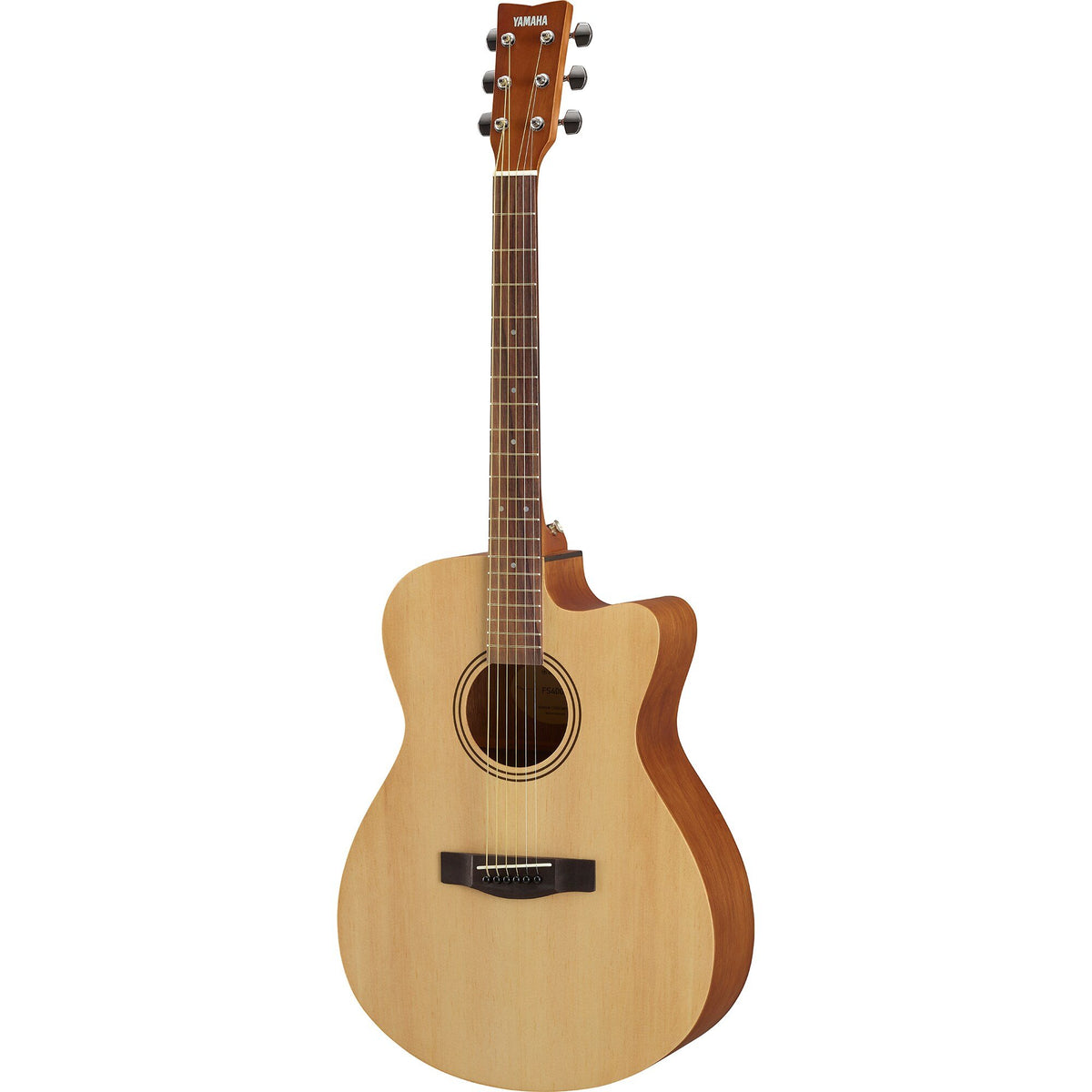 Đàn guitar acoustic Yamaha FS400C màu Natural Satin – góc nghiêng 3/4 toàn thân