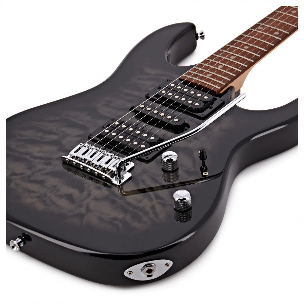 Guitar Điện Ibanez GIO GRX70QA, Purpleheart Fingerboard, Transparent Black Sunburst