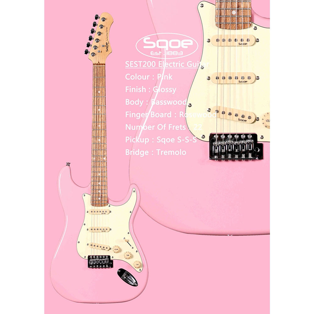 Đàn Guitar Điện Sqoe SEST200 Pink
