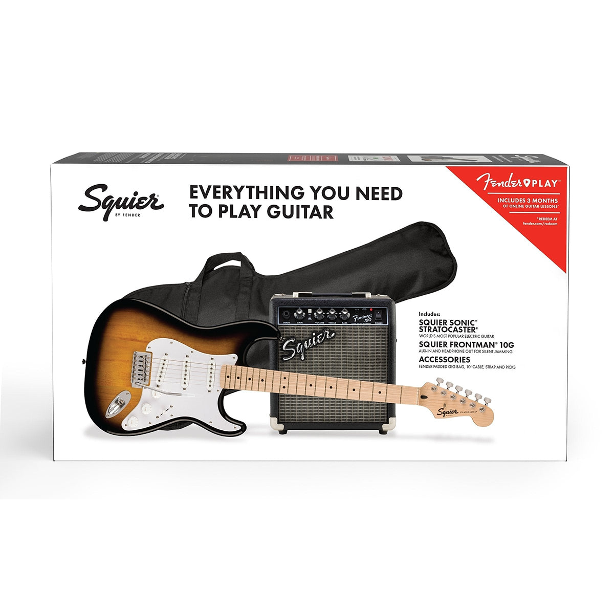 Đàn Guitar Điện Squier Sonic Stratocaster Pack, Maple Fingerboard, 2-Color Sunburst, #0371720003