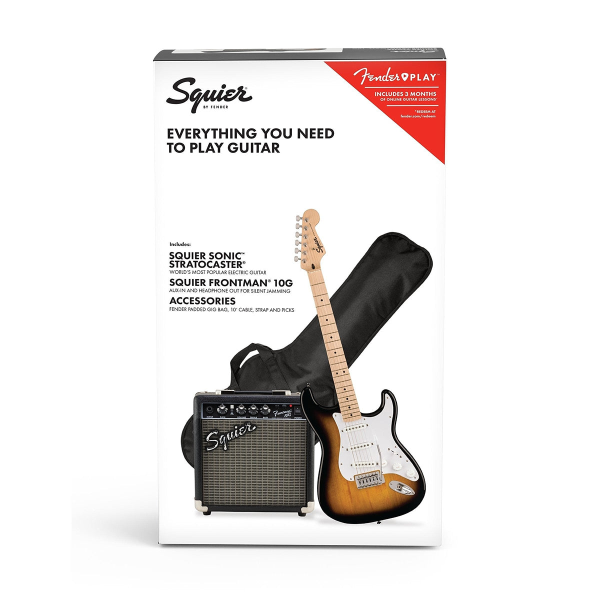 Đàn Guitar Điện Squier Sonic Stratocaster Pack, Maple Fingerboard, 2-Color Sunburst, #0371720003