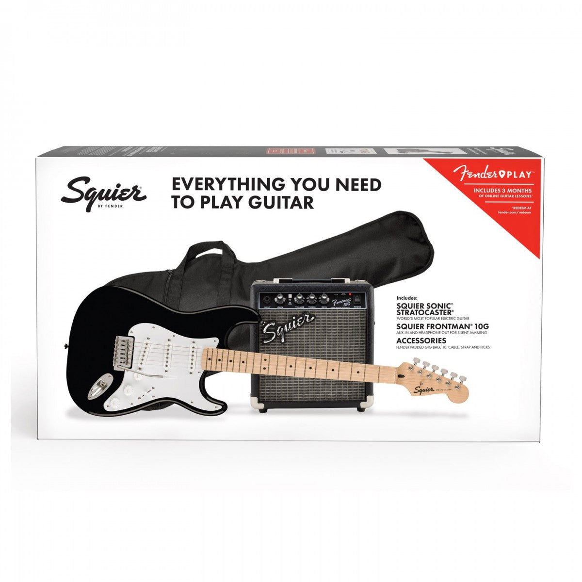 Đàn Guitar Điện Squier Sonic Stratocaster Pack, Maple Fingerboard, Black, #0371720006

