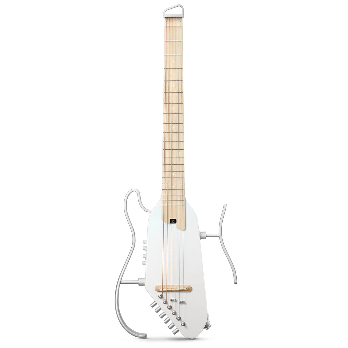Đàn guitar silent Donner HUSH I Pro màu Metallic White – mặt trước toàn thân