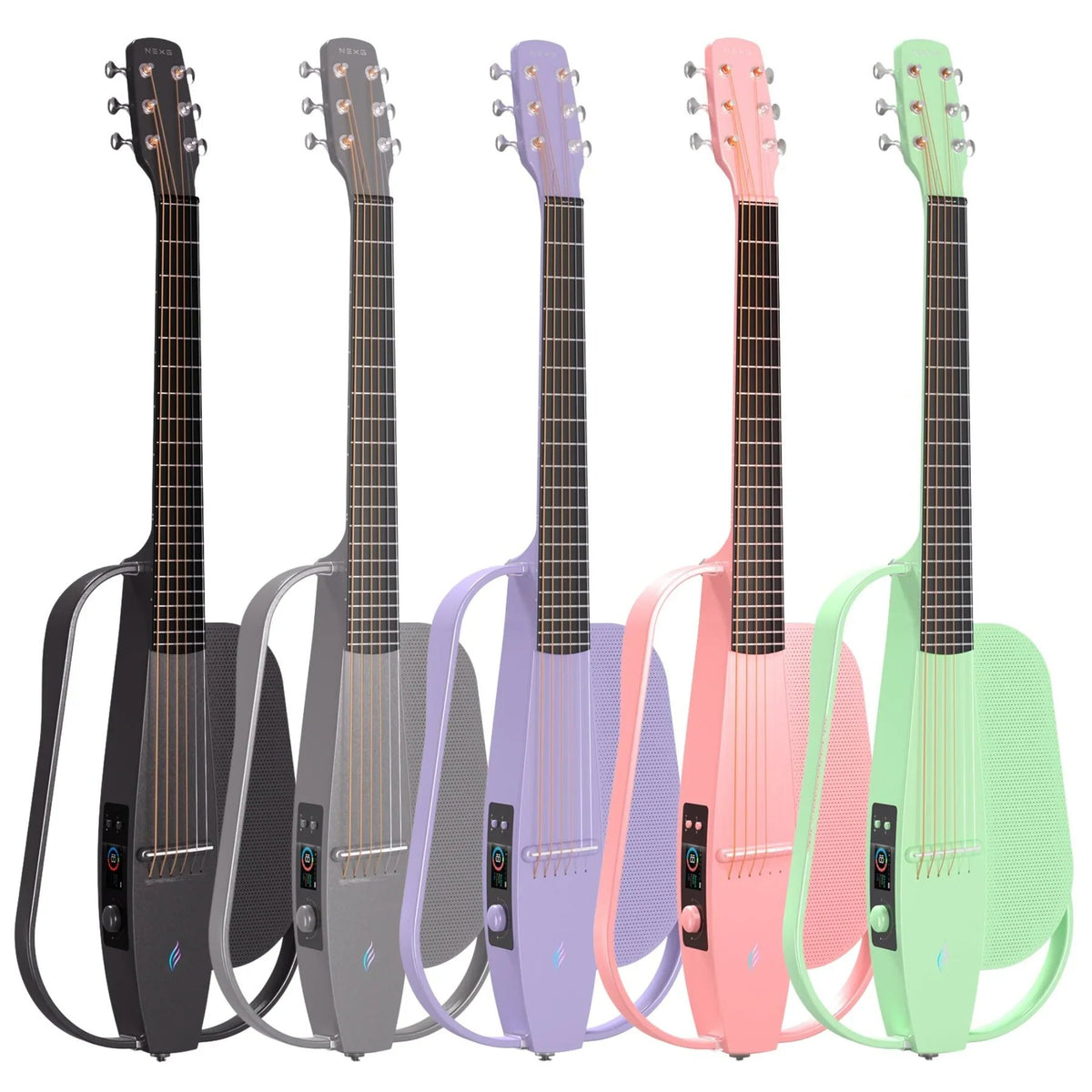 Đàn guitar thông minh Enya NEXG 2 SE – các màu cùng dòng đặt cạnh nhau