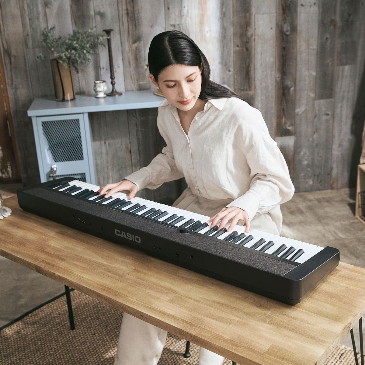 Đàn Organ Casio CT-S1-76 - góc nghiêng (Đen)