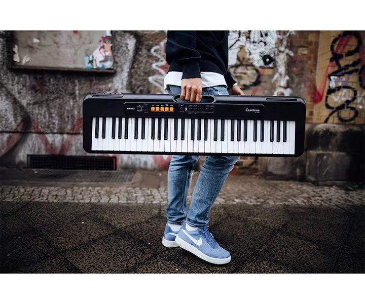 Đàn Organ Casio CT-S100 - góc nghiêng (Đen)