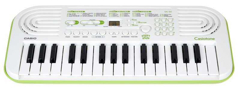 Đàn Organ Casio SA-50 - góc nghiêng (Trắng)