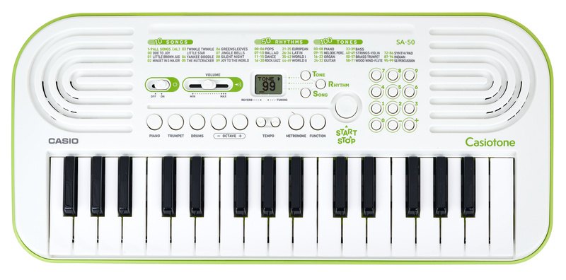 Đàn Organ Casio SA-50 - góc nghiêng (Trắng)